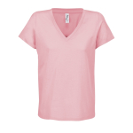 T-shirt da donna in cotone semi-pettinato con scollo a V SOL'S color rosa chiaro