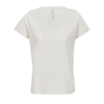 T-shirt da donna in cotone semi-pettinato con scollo a V SOL'S color bianco sporco