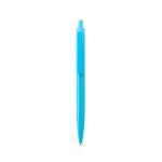 Penna a sfera in plastica con clip ampia e finitura lucida, inchiostro blu color azzurro