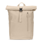 Zaino roll-top con chiusura superiore e tasche 17L 380 g/m² color naturale prima vista