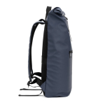 Zaino roll-top per laptop in ecopelle 15 L 16” color blu terza vista