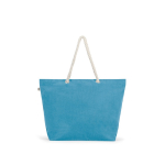 Borsa da spiaggia in cotone riciclato con manici lunghi 220 g/m2 color azzurro prima vista