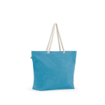 Borsa da spiaggia in cotone riciclato con manici lunghi 220 g/m2 color azzurro