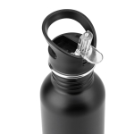 Borraccia in acciaio inox a parete singola con cannuccia 690 ml color nero terza vista