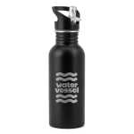 Borraccia in acciaio inox a parete singola con cannuccia 690 ml color nero immagine con logo