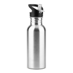 Borraccia in acciaio inox a parete singola con cannuccia 690 ml color argento opaco prima vista