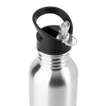 Borraccia in acciaio inox a parete singola con cannuccia 690 ml color argento opaco terza vista