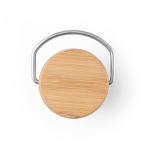 Borraccia in acciaio inox con tappo in bambù con manico 580ml color nero sesta vista