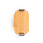 Portapranzo ermetico in plastica con coperchio in bambù e clip 1 L color blu mare