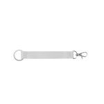 Lanyard corto in poliestere riciclato con anello e moschettone 2 x 1,5cm color bianco
