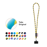 Lanyard tubolare con moschettone e supporto per cellulare 6,5 x 4,1 cm vari colori