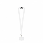 Lanyard in poliestere sublimato con moschettone, chiusura e tessera 2 cm color bianco