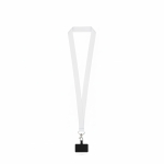 Lanyard in poliestere sublimato con moschettone e supporto per smartphone 2 cm color bianco