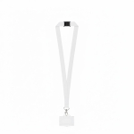 Lanyard in poliestere riciclato con moschettone e portabadge 2 cm color bianco