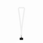 Lanyard in poliestere riciclato con moschettone e supporto per smartphone 2 cm color bianco