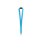Lanyard in poliestere con moschettone metallico e chiusura di sicurezza 2 cm color azzurro