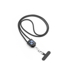Cavo lanyard con supporto per cellulare e ricarica ultraveloce 60 W color nero immagine con logo
