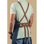 Grembiule eco con 3 tasche multifunzione e spallacci incrociati 220 g/m² color blu mare terza vista