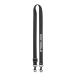 Lanyard in RPET con fibbia e moschettoni metallici BrandCharger color nero vista area di stampa