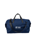 Borsa sportiva capiente realizzata con rifiuti plastici dell’oceano color blu mare vista area di stampa