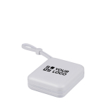 Powerbank in plastica con ricarica rapida e schermo LED 10.000 mAh color bianco vista area di stampa