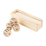 Set di dadi in legno di faggio in scatola con coperchio scorrevole prima vista