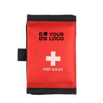 Kit di pronto soccorso con chiusura in velcro e maniglia per il trasporto RPET 600D color rosso vista area di stampa