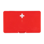 Kit di pronto soccorso in scatola di plastica con chiusura a clip e 15 pezzi color rosso prima vista