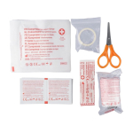 Kit di pronto soccorso in scatola di plastica con chiusura a clip e 15 pezzi quinta vista