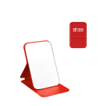 Specchio tascabile pieghevole con rivestimento in pelle sintetica 70x11 cm color rosso vista area di stampa