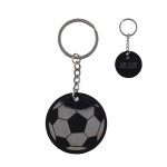 Portachiavi a forma di pallone in acciaio inox e caucciù color nero vista area di stampa