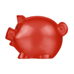 Salvadanaio a forma di maialino in plastica riciclata personalizzabile color rosso prima vista