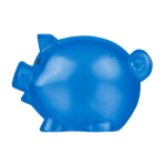 Salvadanaio a forma di maialino in plastica riciclata personalizzabile color blu reale prima vista