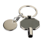 Portachiavi in zinco riciclato con chiave sfiato termosifone e moneta quarta vista