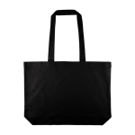 Borsa tote grande in cotone con manici lunghi 140 g/m² color nero prima vista