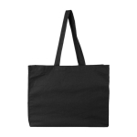 Borsa in cotone OEKO-TEX con soffietto e manici lunghi 180 g/m² color nero prima vista
