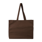 Borsa in cotone OEKO-TEX con soffietto e manici lunghi 180 g/m² color marrone scuro prima vista