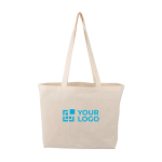 Borsa in cotone certificata OEKO-TEX con manici lunghi 140 g color naturale vista area di stampa