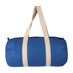 Borsa sportiva in cotone OEKO-TEX con zip e manici lunghi color blu prima vista
