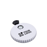 Dadi meccanici con apribottiglie e pulsante in plastica color bianco/nero vista area di stampa