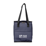 Borsa frigo in similpelle con manici lunghi e tasca frontale 9L color blu mare vista area di stampa