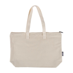 Borsa in policotone riciclato con zip e manici lunghi 330 g/m² color beige prima vista