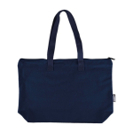 Borsa in policotone riciclato con zip e manici lunghi 330 g/m² color blu oltremare prima vista