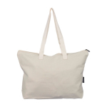 Borsa in policotone riciclato con zip e manici lunghi 330 g/m² quarta vista
