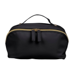 Beauty case in PU con ampio scomparto e manico per trasporto color nero prima vista
