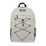 Zaino sportivo con fasce elastiche e tasche laterali in rete color beige vista area di stampa