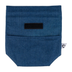 Borsa frigo arrotolabile in denim riciclato con chiusura in velcro color blu alice prima vista