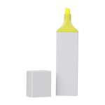 Evidenziatore in plastica con corpo bianco e dettaglio colorato prima vista