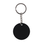 Portachiavi rotondo in acciaio inox riciclato e caucciù color nero prima vista