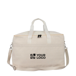 Borsa frigo con soffietto e doppio manico regolabile, capacità 23 L color beige vista area di stampa